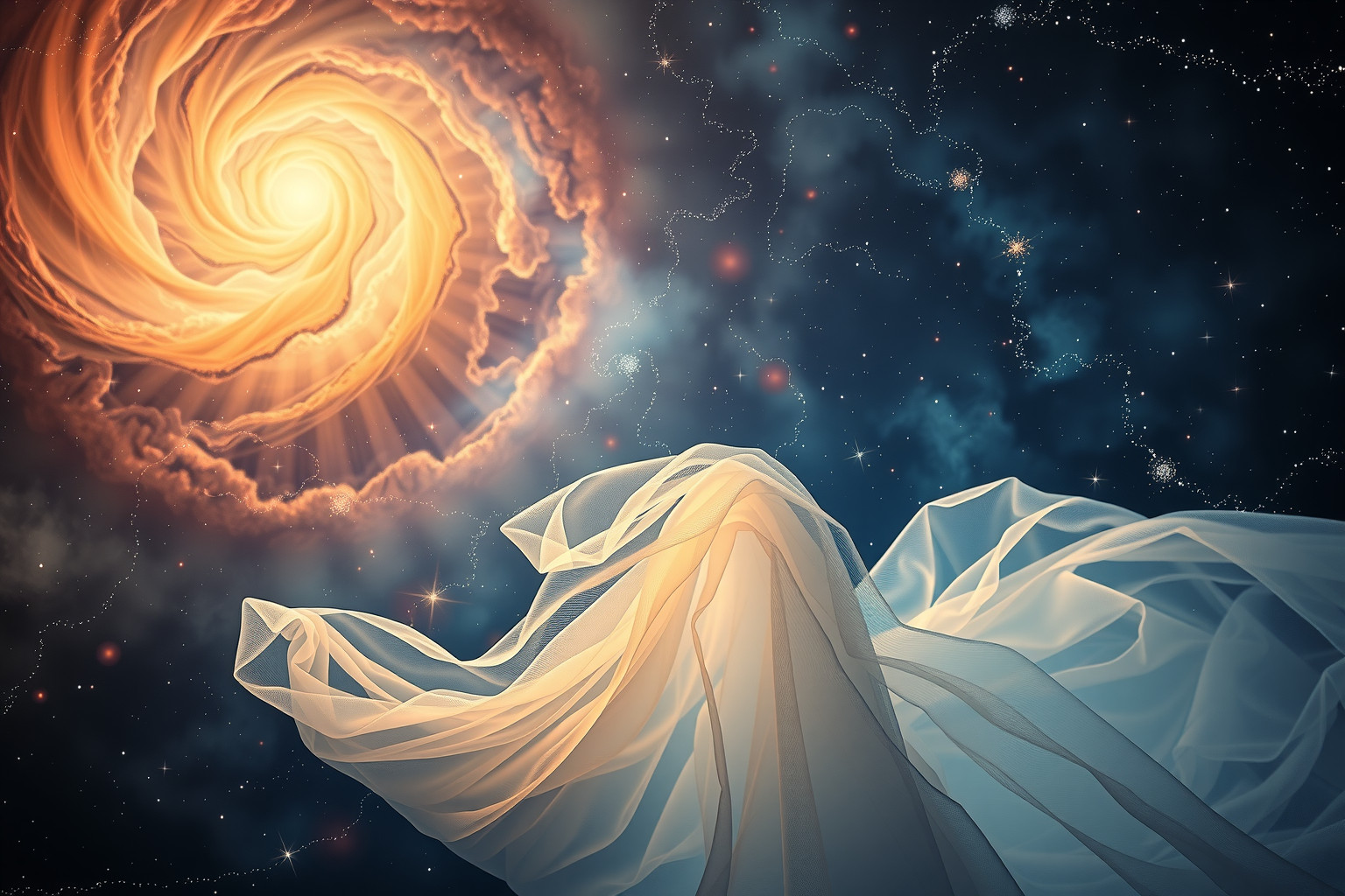 Das Falten von Tüll im Traum symbolisiert innere Ordnung und Klarheit.