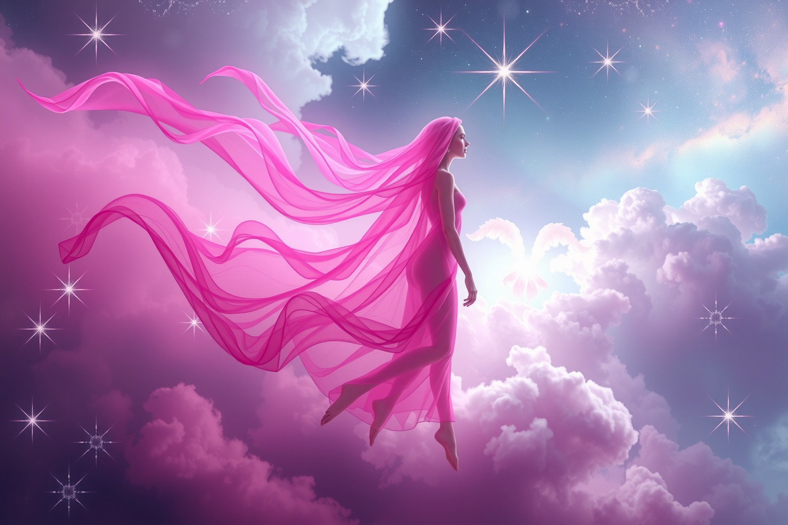 Ein magentafarbenes Wesen symbolisiert spirituelle Transformation und Intuition.
