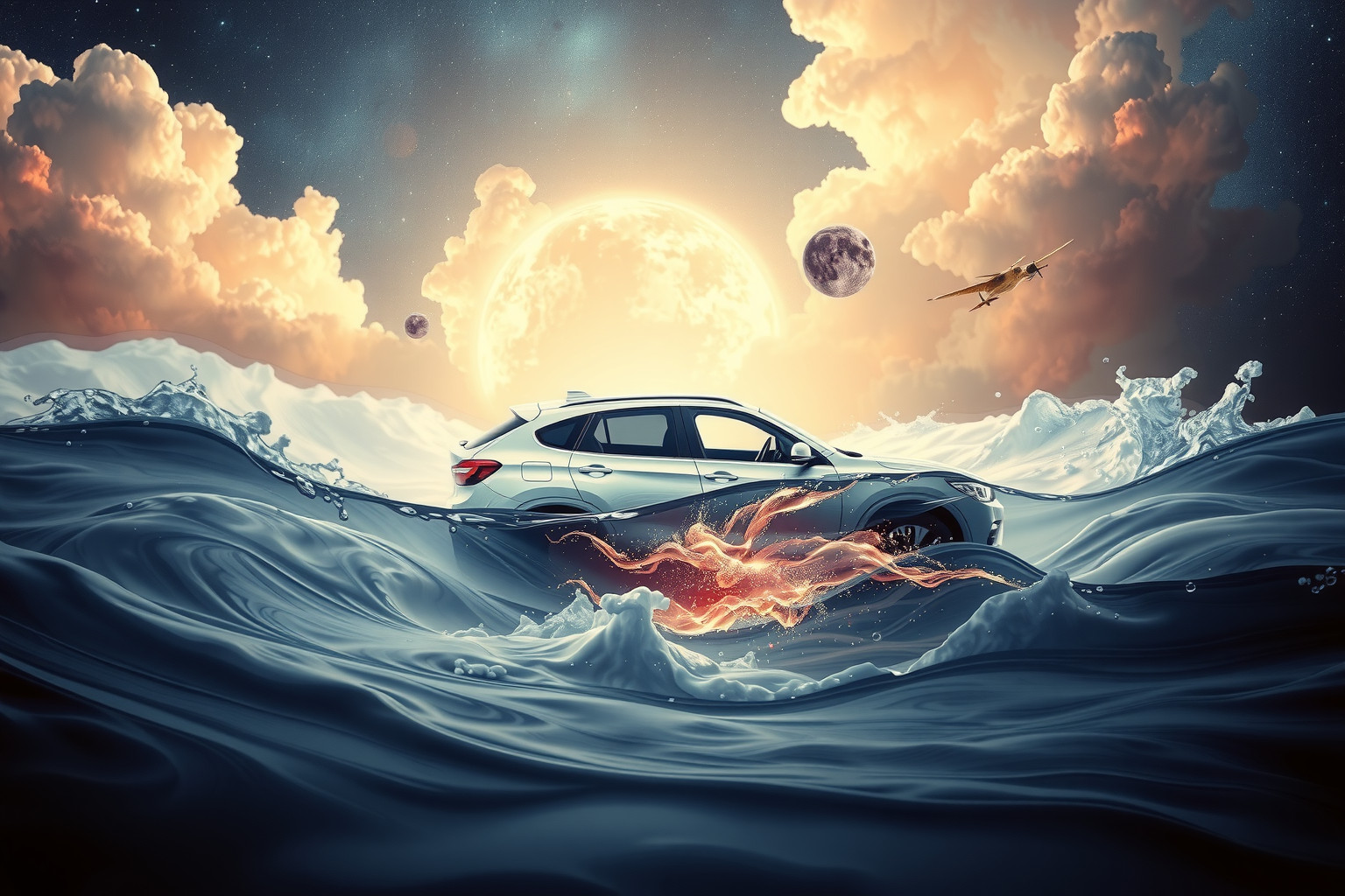 Das Auto ins Wasser fahren symbolisiert emotionale Überforderung im Traum.