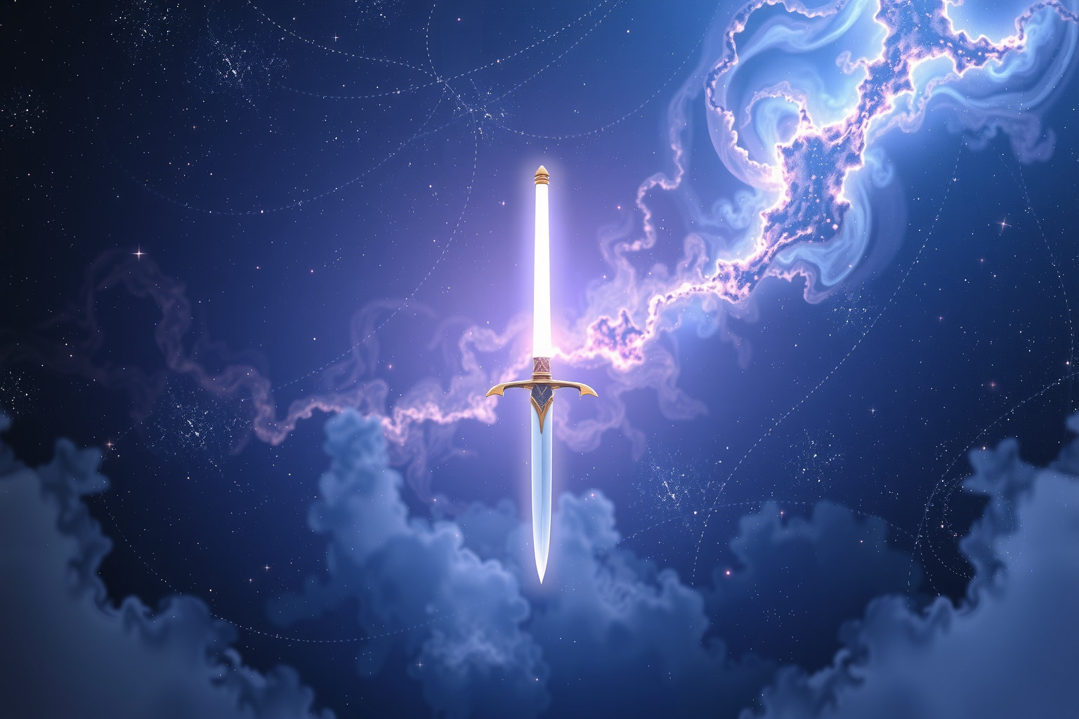 Ein schwebendes Rapier symbolisiert Kontrolle über unbewusste Konflikte.