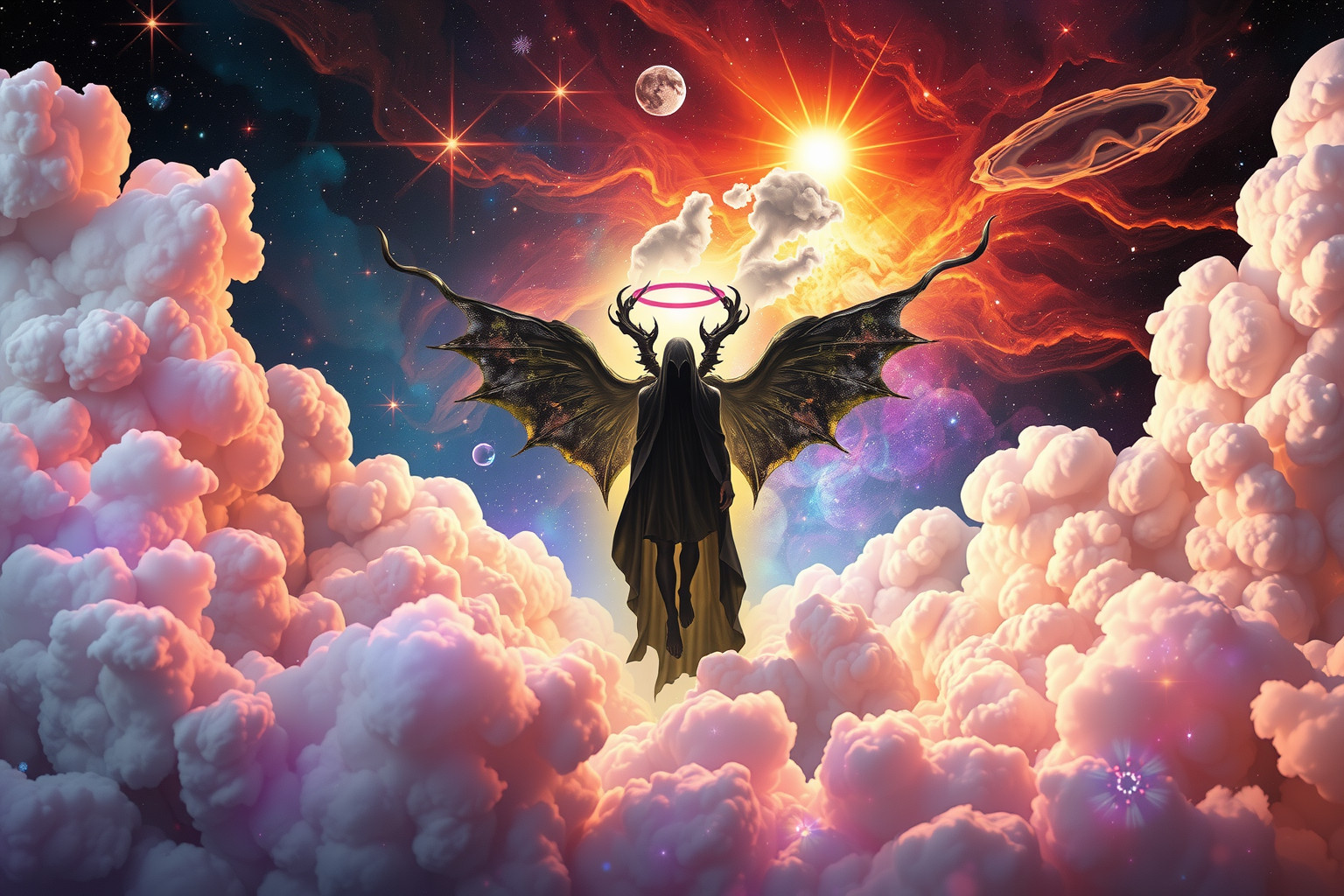 Traum 22 zeigt Satan im Himmel als Symbol innerer Konflikte.