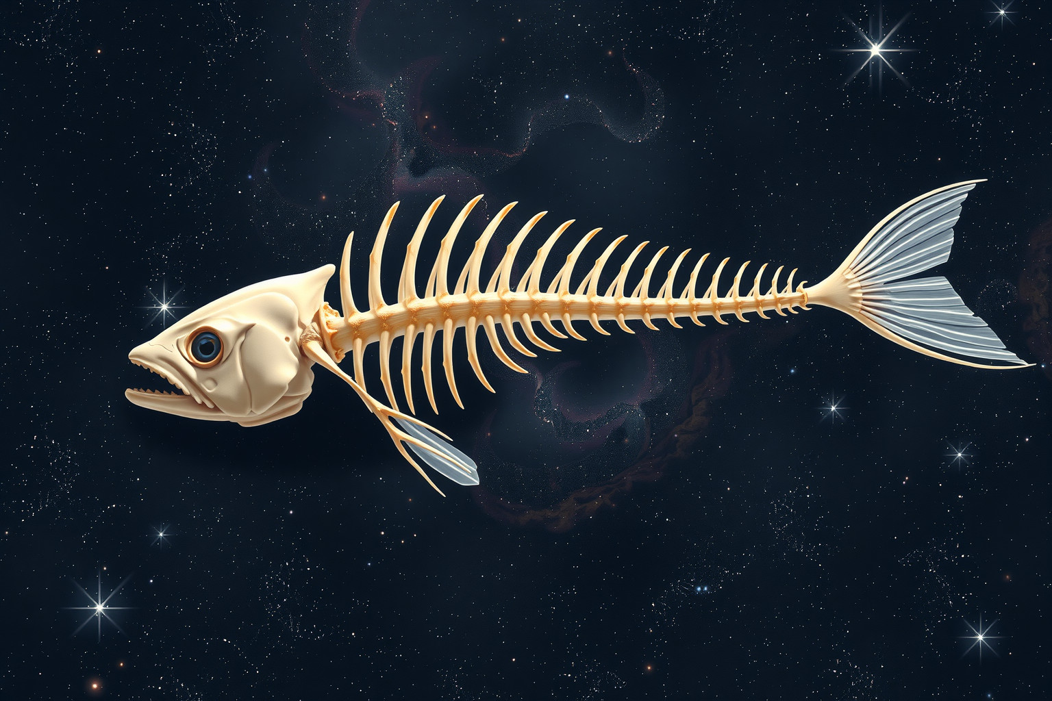 Eine riesige Fischgräte symbolisiert ungelöste Probleme und Ängste.