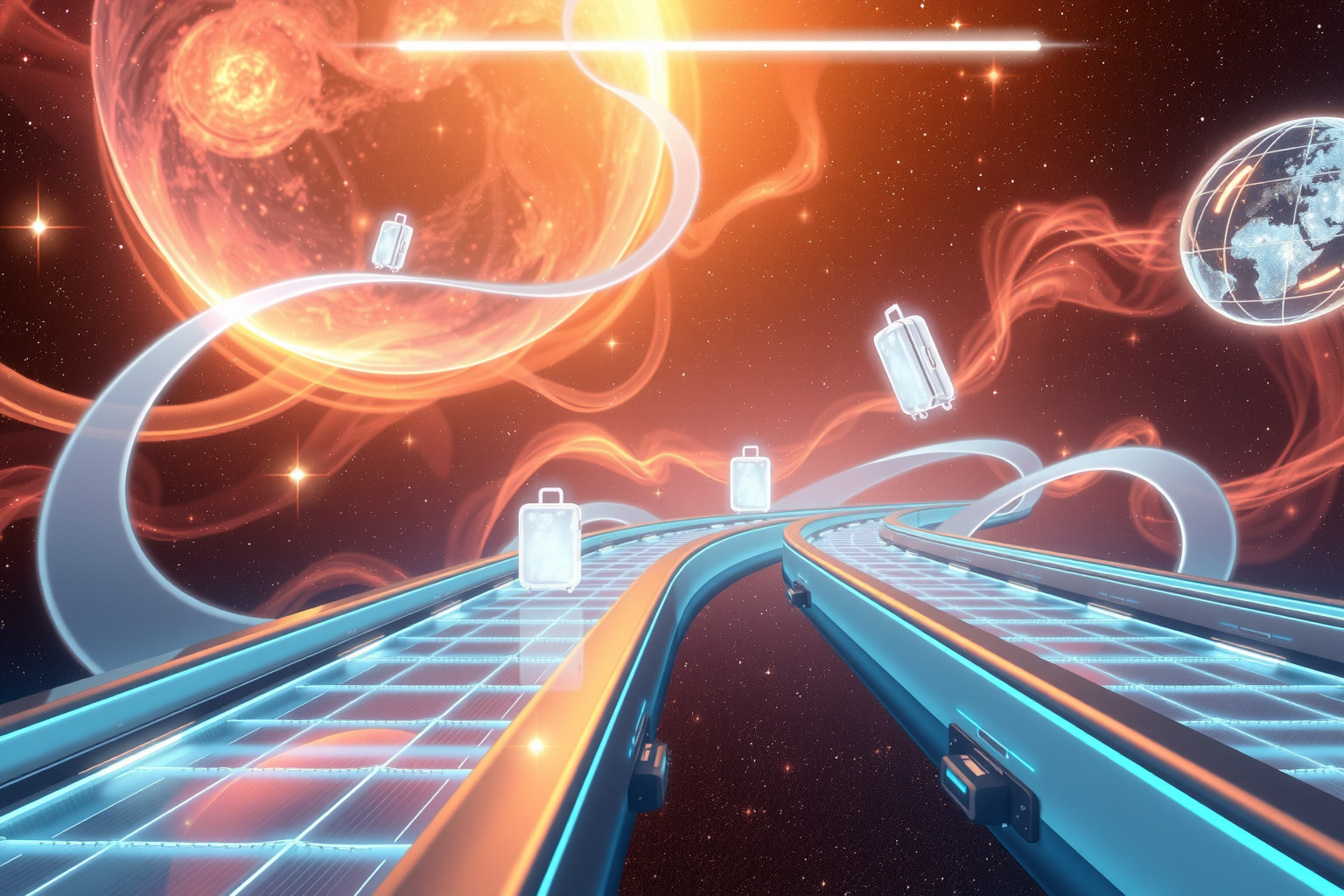 Die automatisierte Gepäckausgabe symbolisiert effiziente Lebensorganisation und Kontrolle.