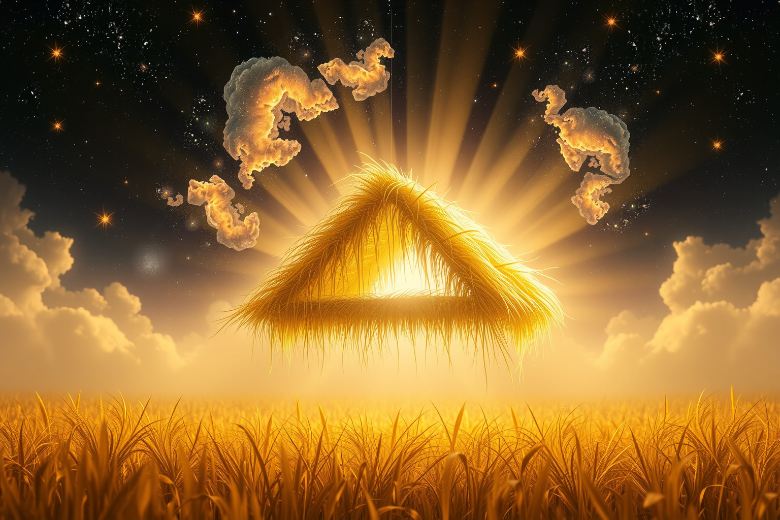 Ein Strohlager voller Gold symbolisiert unerwarteten Wohlstand im Traum.