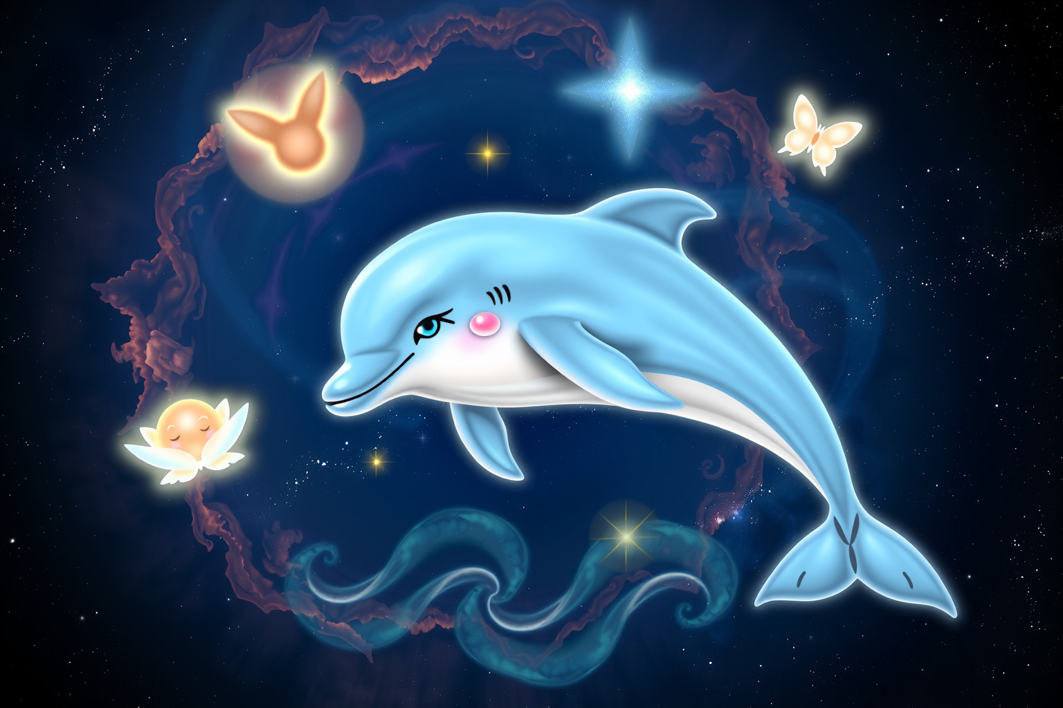Ein sprechender Delfin steht für Intelligenz und Lebensfreude.