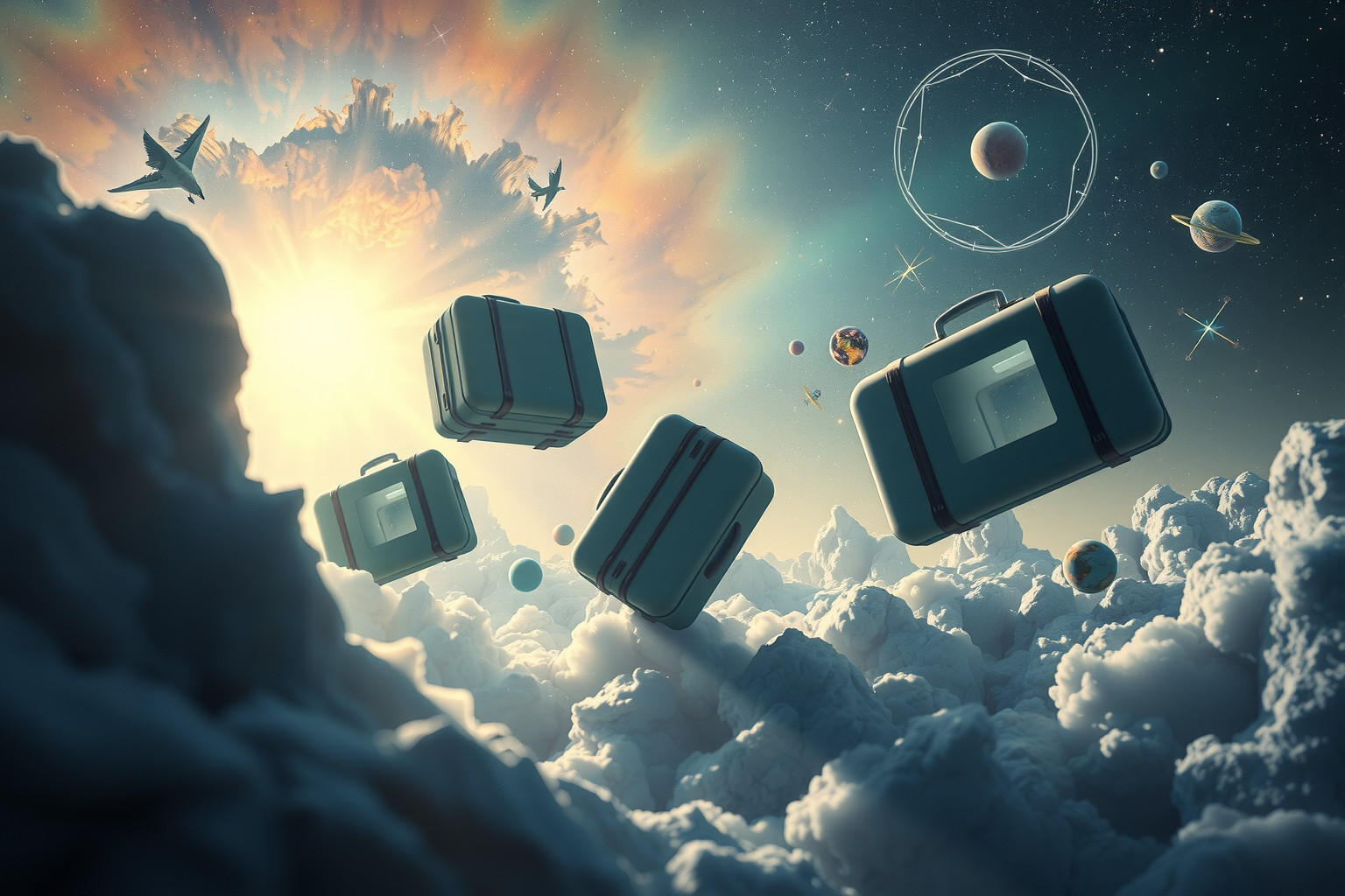 Verwandlung des Gepäcks symbolisiert innere Veränderungen und Neubeginn.