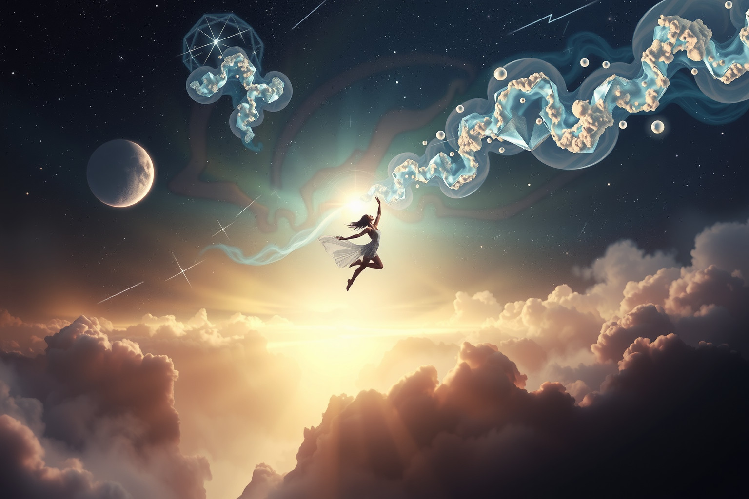 Im Traum über Abgründe fliegen symbolisiert Überwindung großer Ängste.