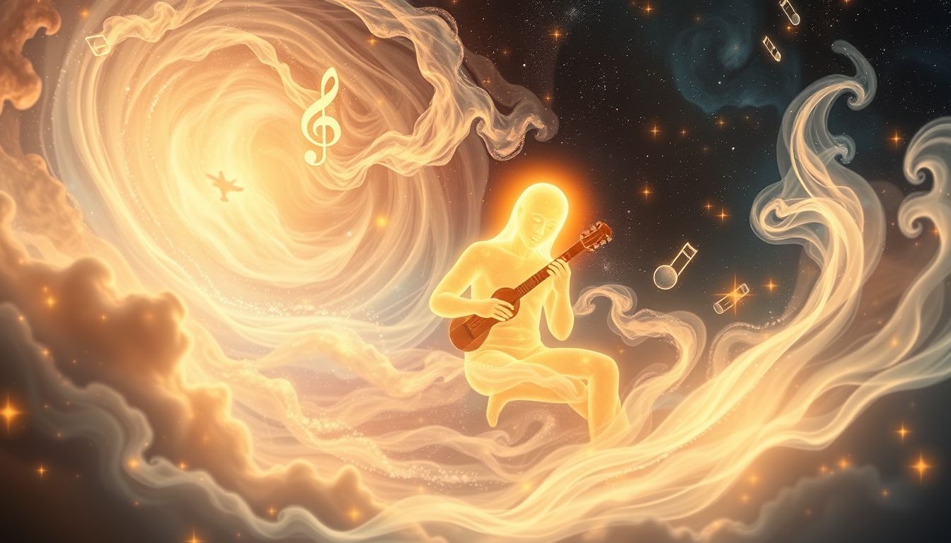 Ein Musiker im Traum symbolisiert Heilung durch emotionale Melodien.