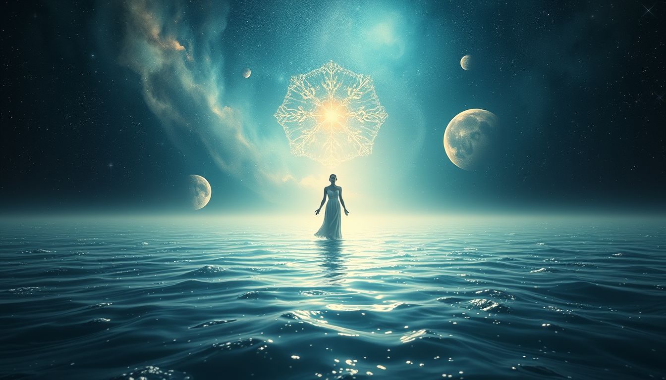 Der Himmelsträger im Wasser symbolisiert innere Reinigung und Erneuerung.