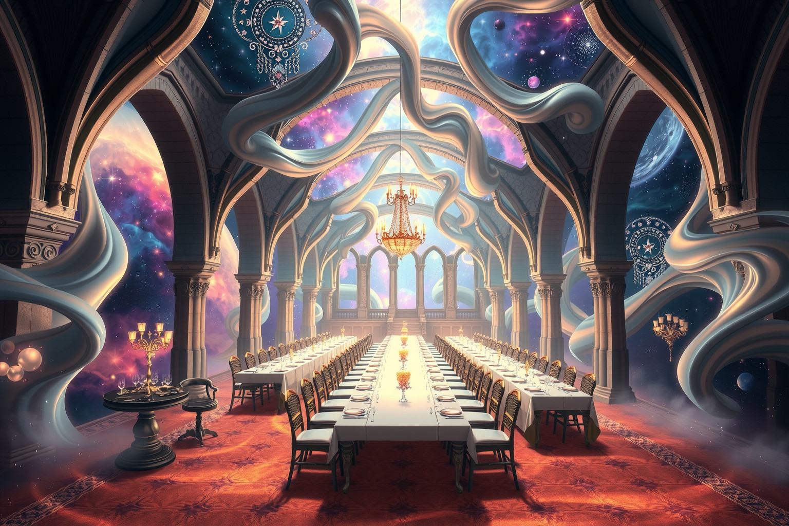 Ein Schloss-Speisesaal symbolisiert oft sozialen Status und Gemeinschaft.