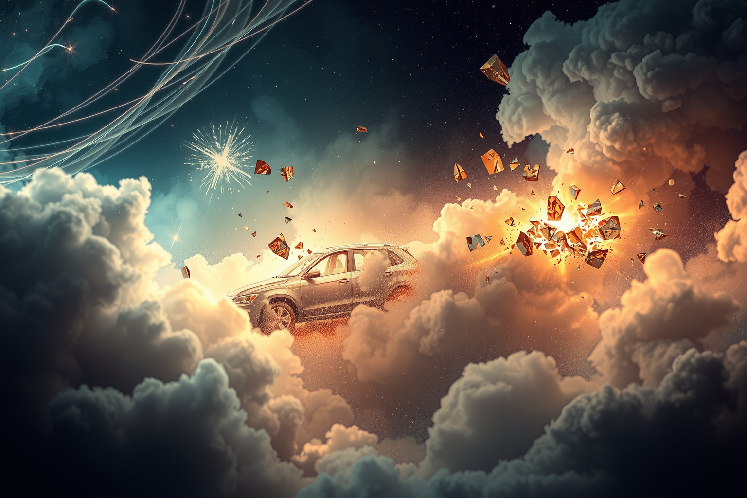 Ein Autounfall im Traum symbolisiert oft Kontrollverlust im Leben.