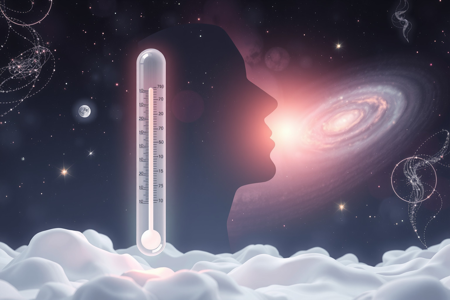 Ein verschlucktes Thermometer symbolisiert unterdrückte Gefühle und Angst.
