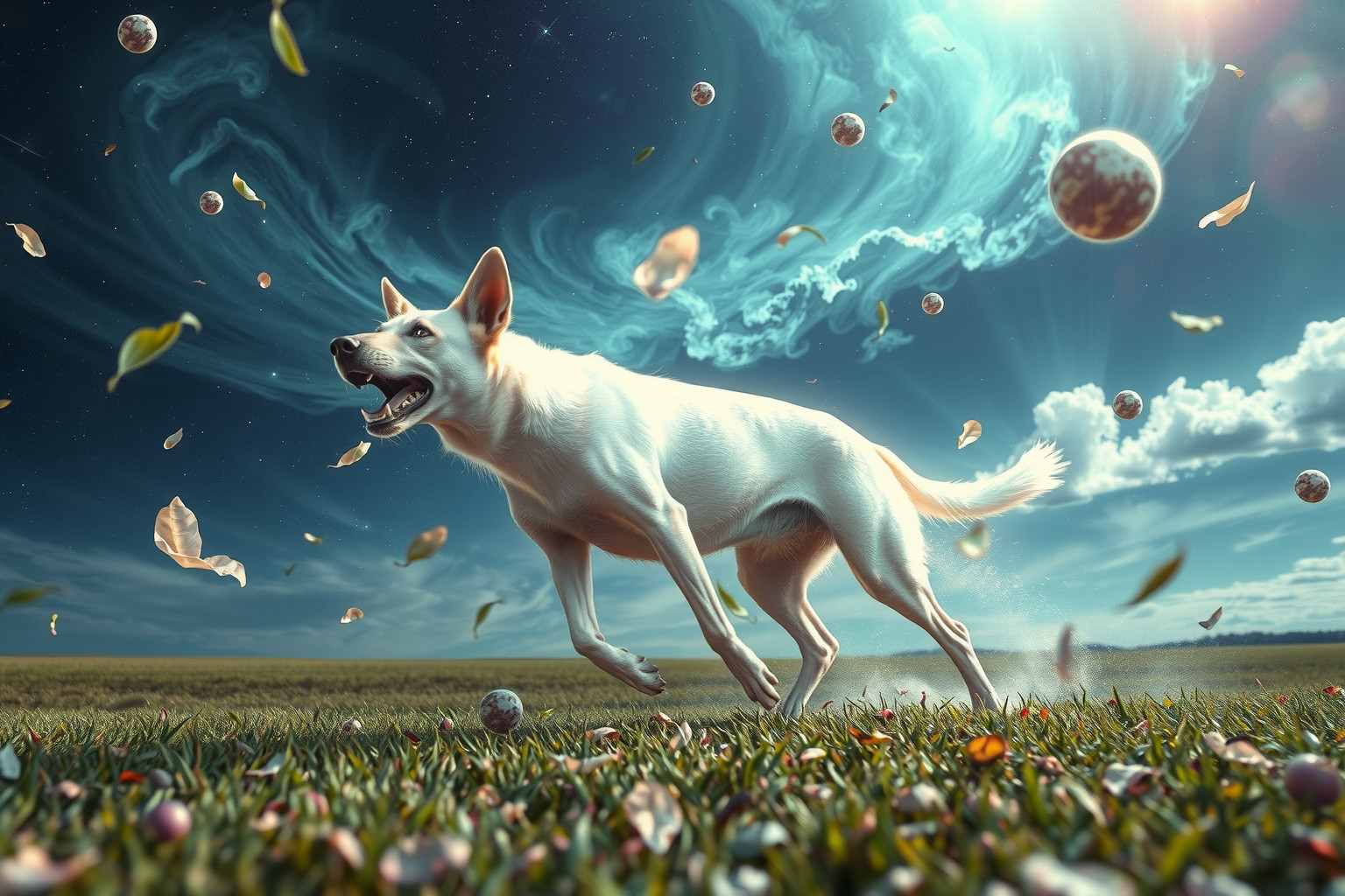 Ein tollwütiger Hund im Freien symbolisiert unkontrollierte Ängste.