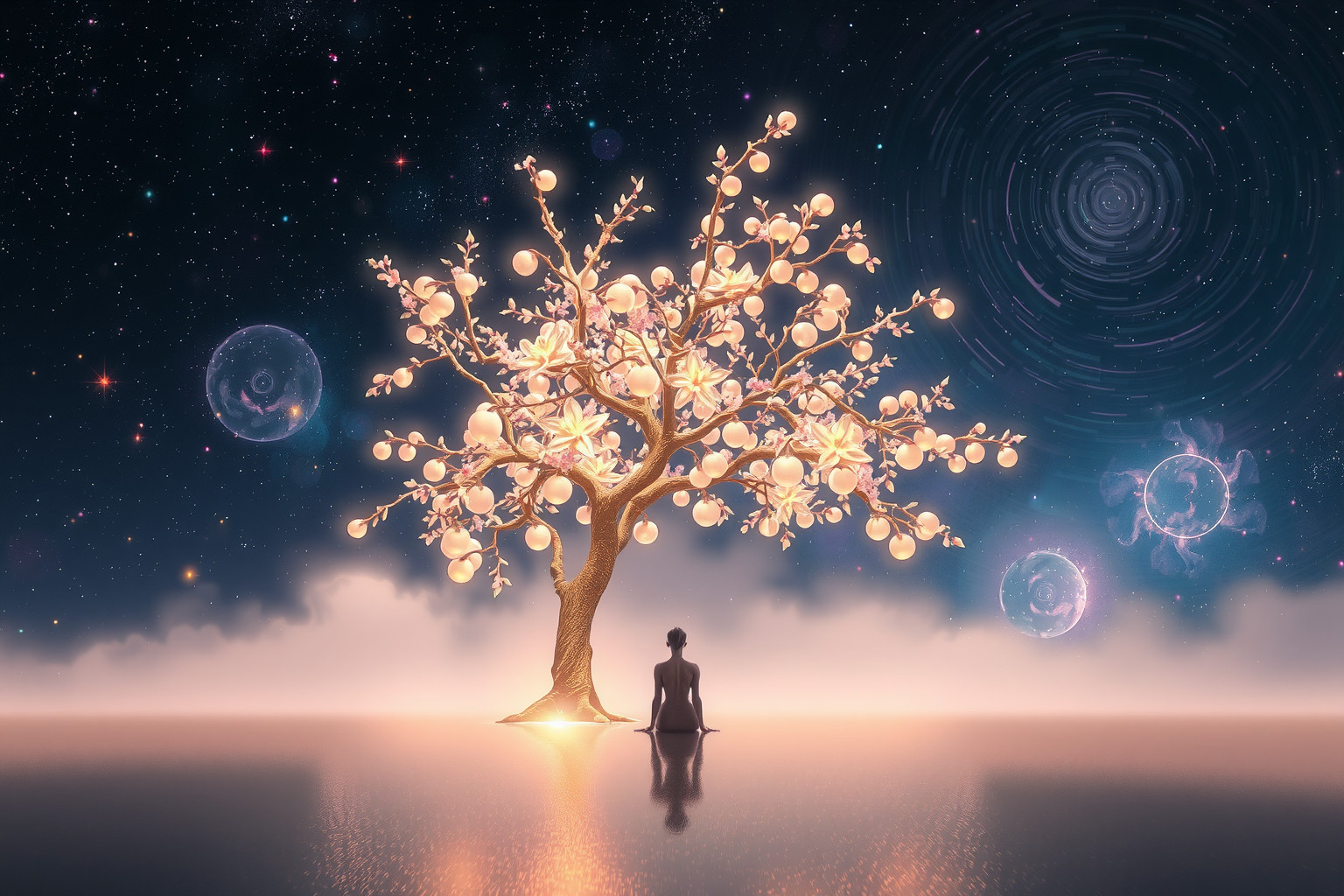 Unter einem Zwetschgenbaum sitzen symbolisiert innere Ruhe und Zufriedenheit.