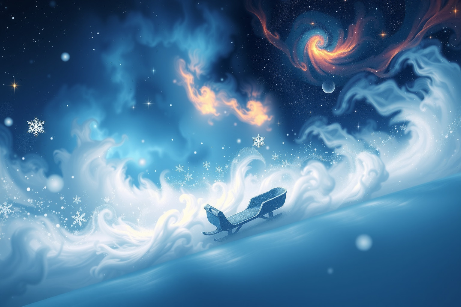 Ein Schneesturm im Traum symbolisiert emotionale Turbulenzen beim Rodeln.