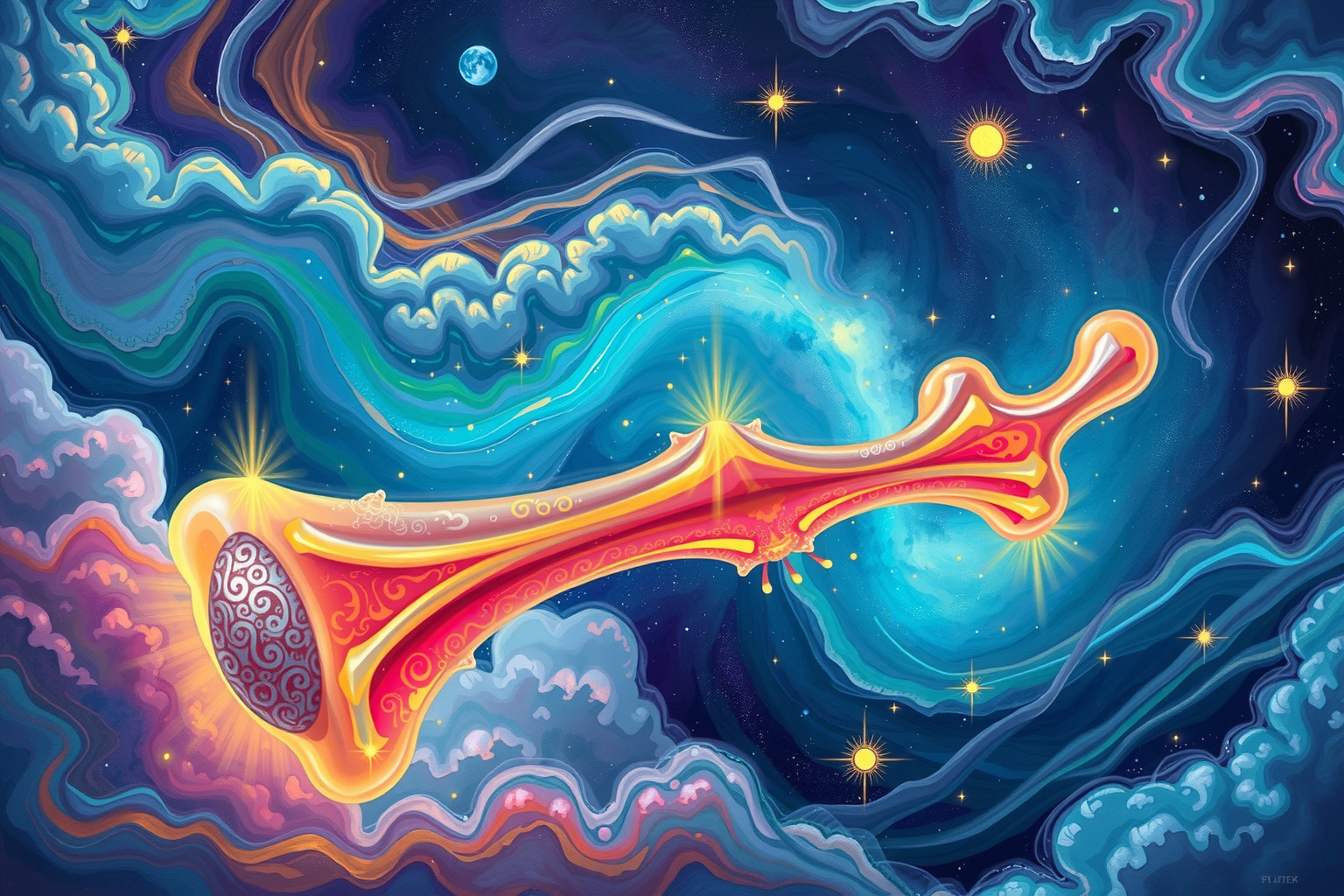 Das Bemalen von Knochen symbolisiert kreative Selbstdarstellung im Traum.