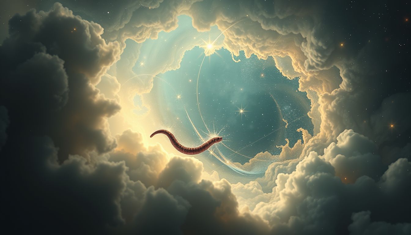 Ein einzelner Regenwurm symbolisiert oft Neuanfang und Veränderung.