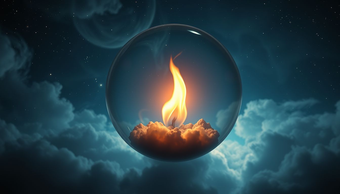 Ein kontrolliertes Feuer symbolisiert innere Stärke und Selbstbeherrschung.