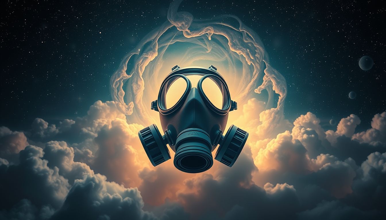 Eine neue Gasmaske symbolisiert Schutz vor neuen, unbekannten Gefahren.