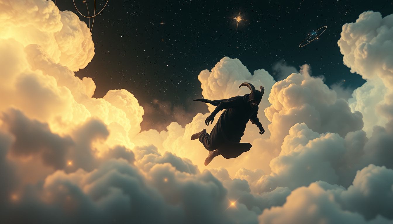 Der fliehende Sündenbock symbolisiert Angst vor ungerechter Schuldzuweisung.