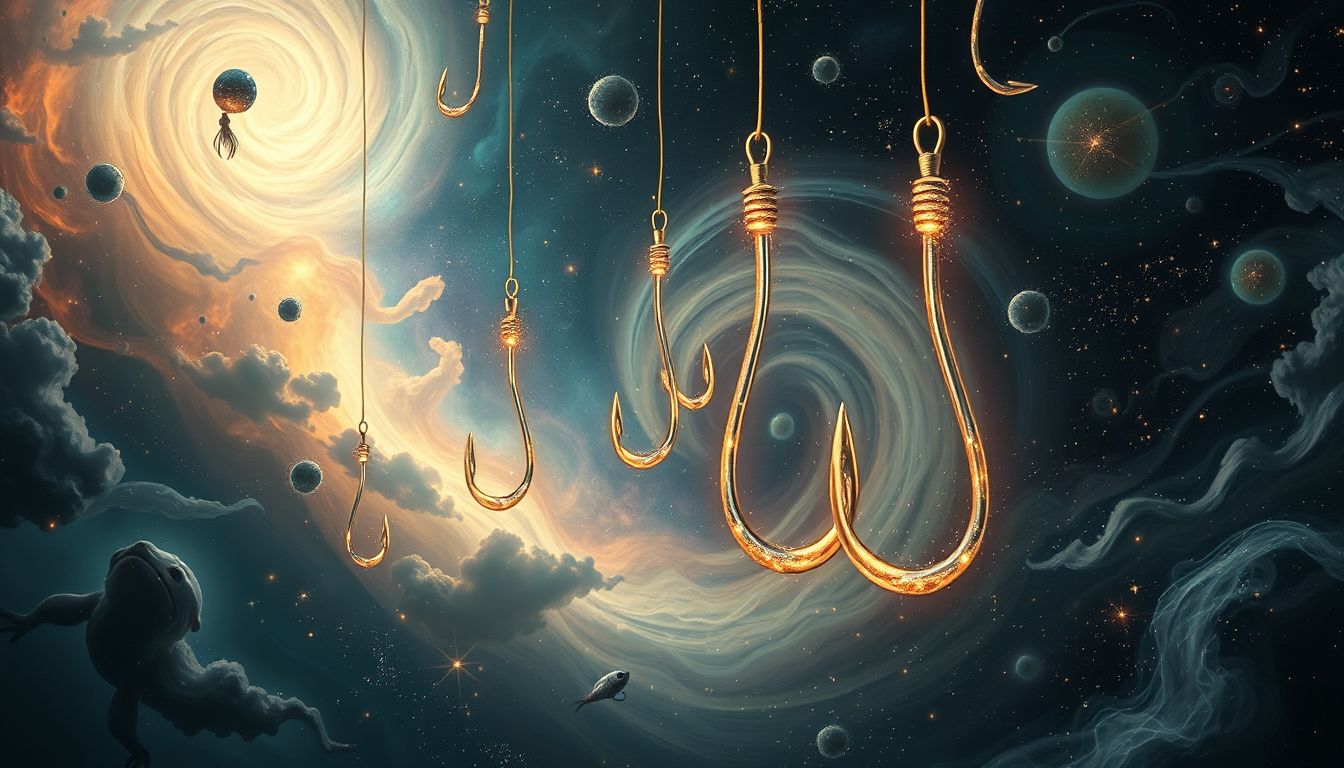 Der Angelhaken symbolisiert im Traum oft Versuchung und versteckte Gefahren.