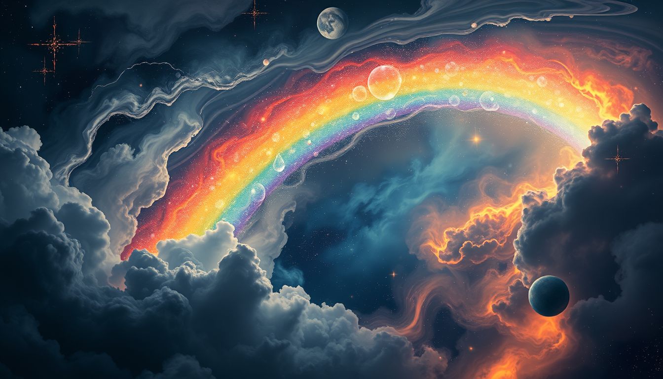 Ein Ungewitter, das zum Regenbogen wird, symbolisiert Hoffnung nach Sturm.