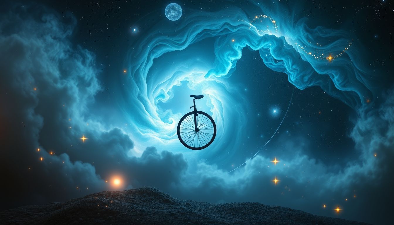 Das Einrad ohne Sattel symbolisiert unvorhergesehene Herausforderungen im Leben.
