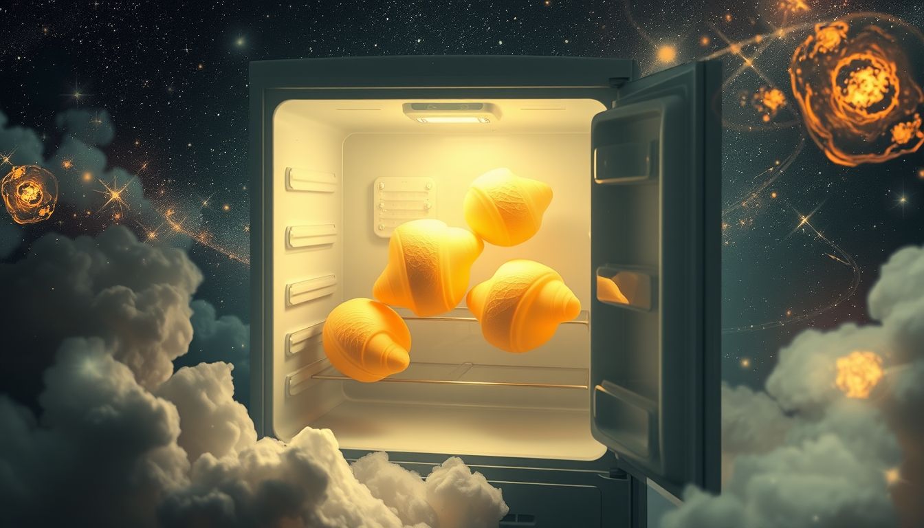 Verborgene Croissants im Kühlschrank symbolisieren unerfüllte Sehnsüchte.