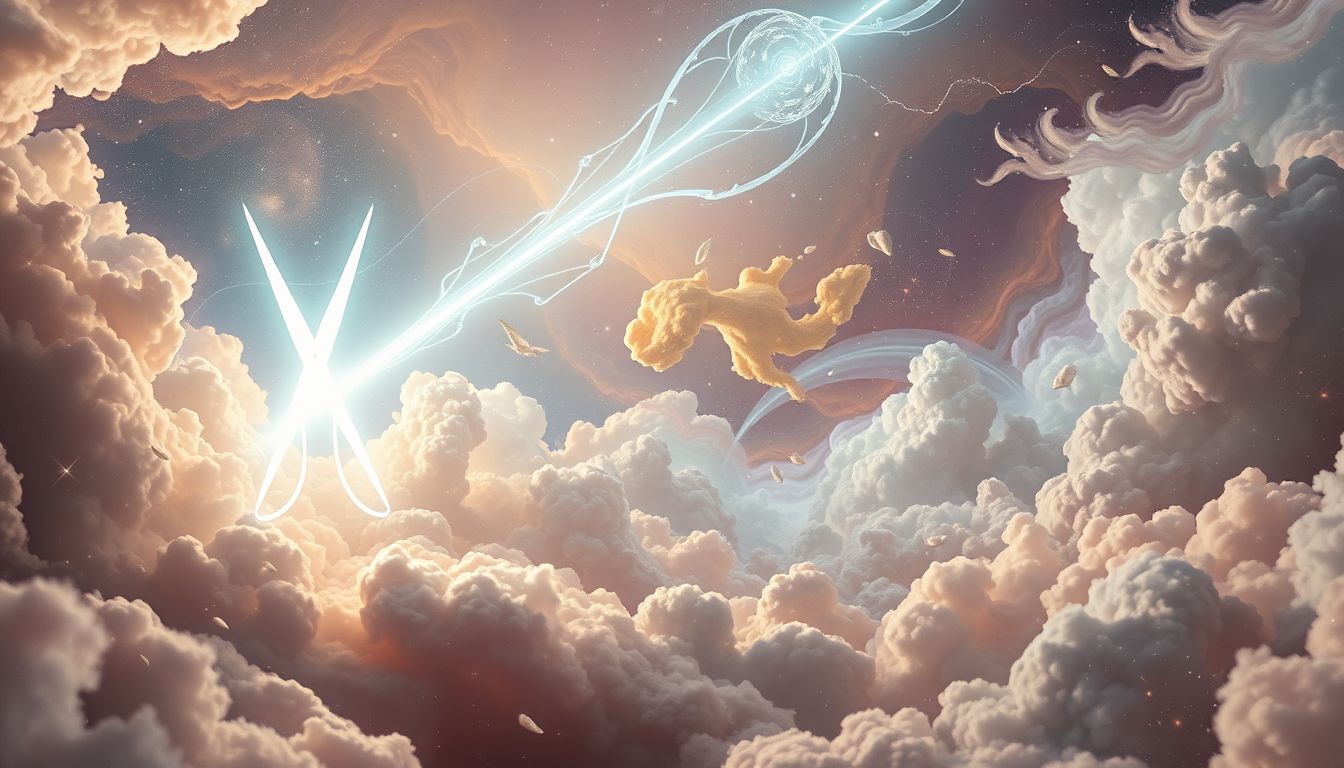 Eine sehr große Lichtschere symbolisiert tiefgreifende innere Erkenntnis.