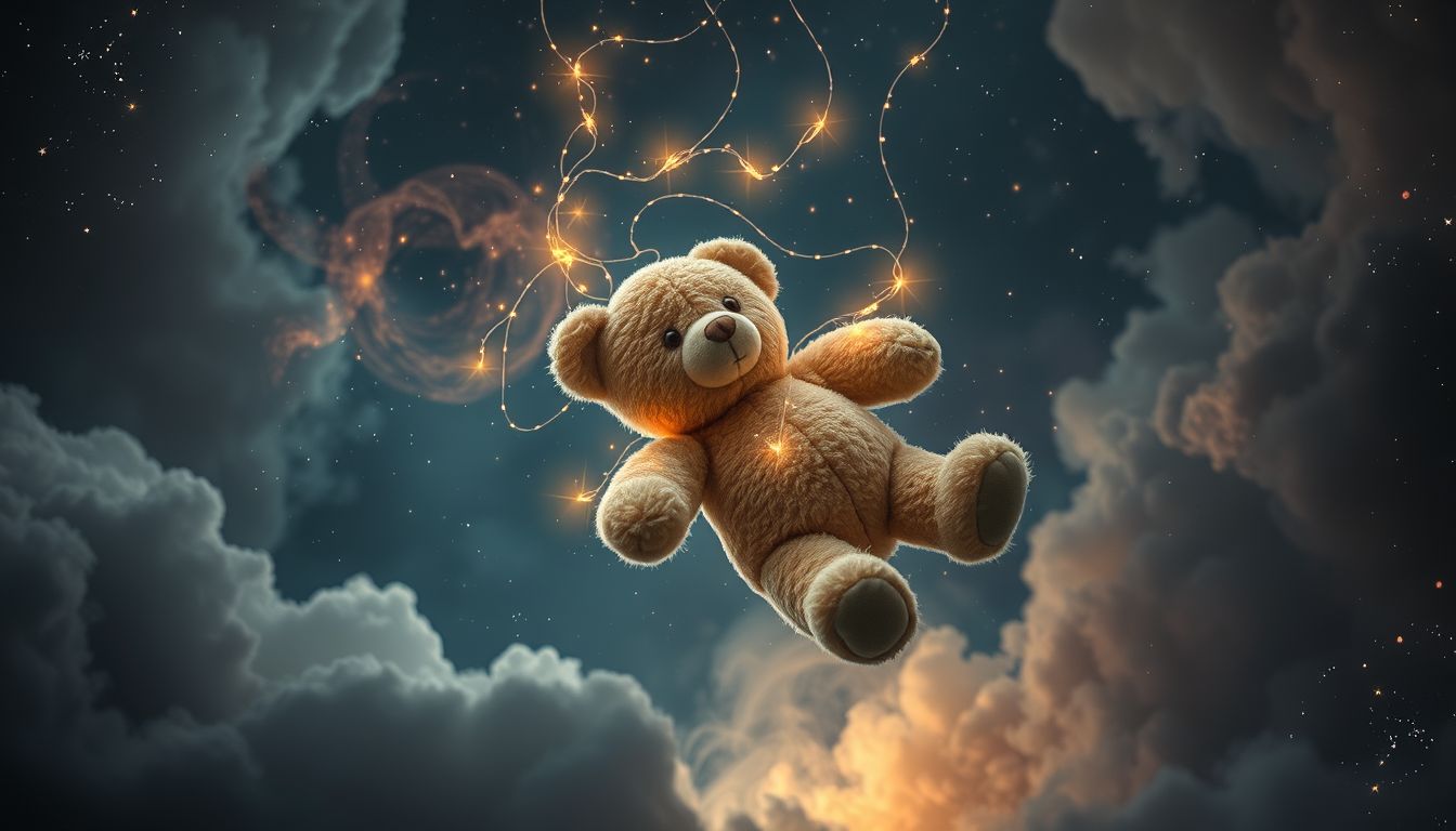 Ein alter Teddybär symbolisiert oft verlorene Kindheit und Geborgenheit.