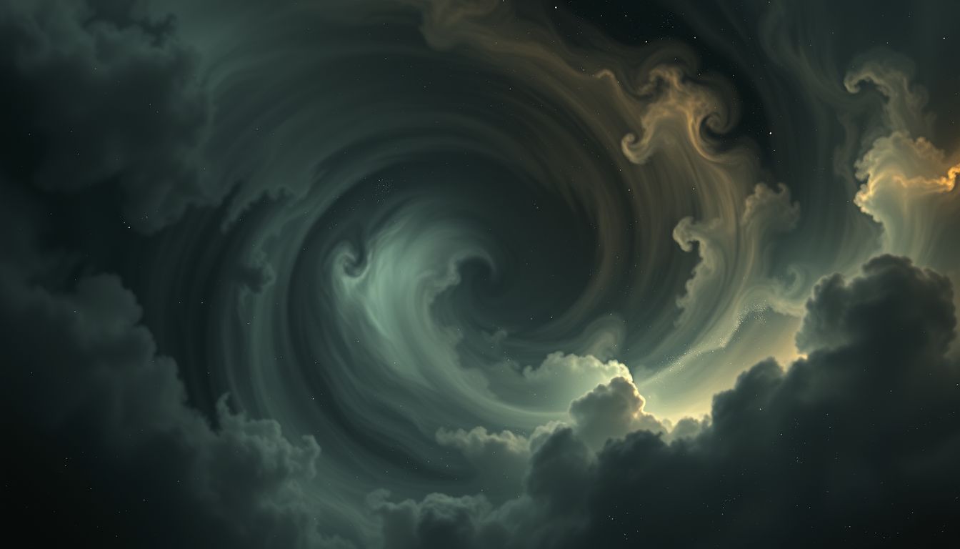 Ein trüber Whirlpool symbolisiert emotionale Unklarheit und innere Konflikte.