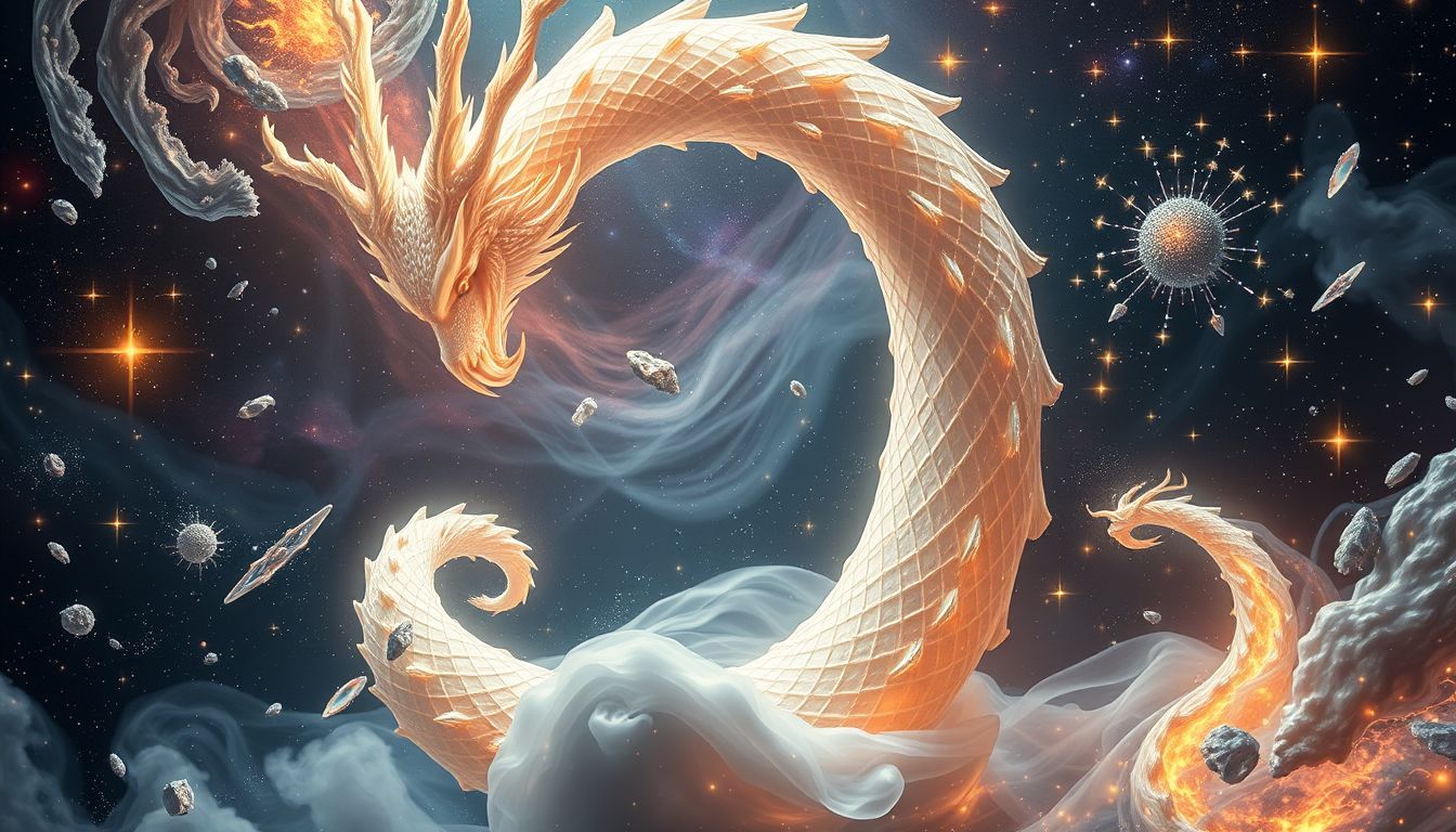 Ein aggressiver Lindwurm symbolisiert innere Konflikte und Ängste.