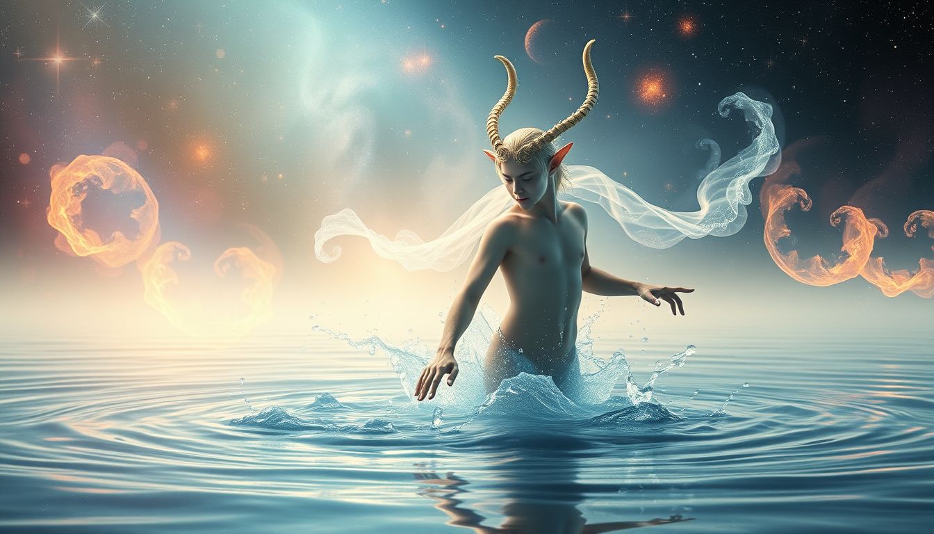 Ein Faun am Wasser symbolisiert oft emotionale Balance und Freiheit.