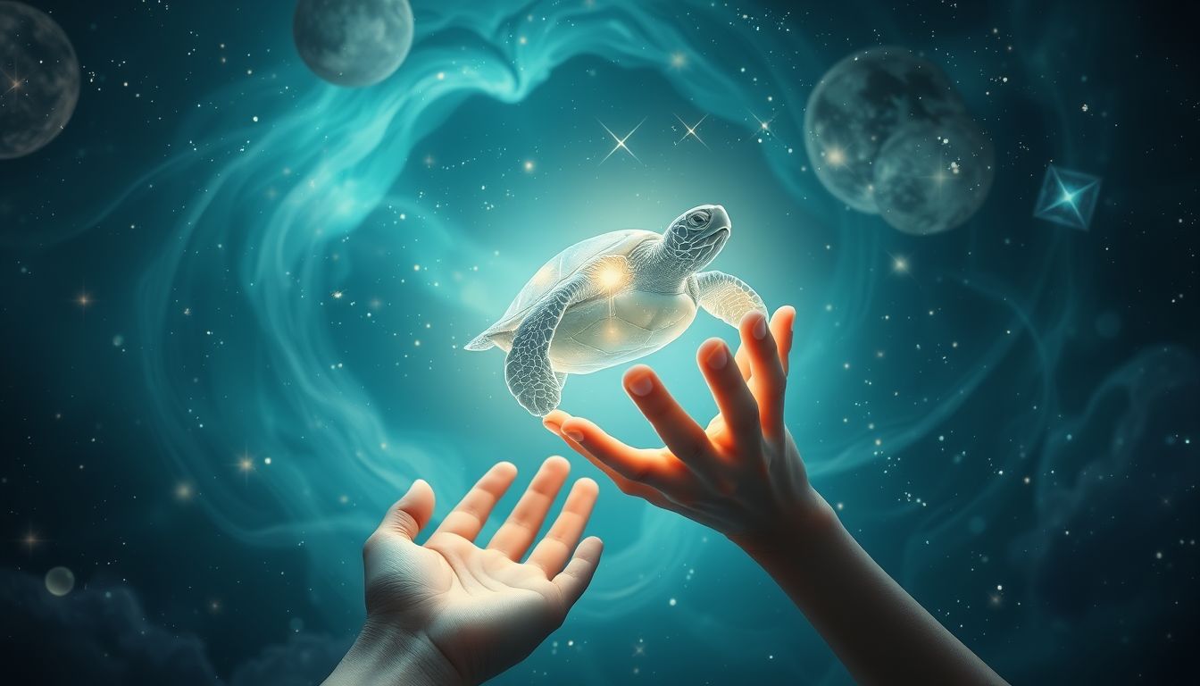 Das Füttern einer Schildkröte symbolisiert tiefe Fürsorge und Bindung.