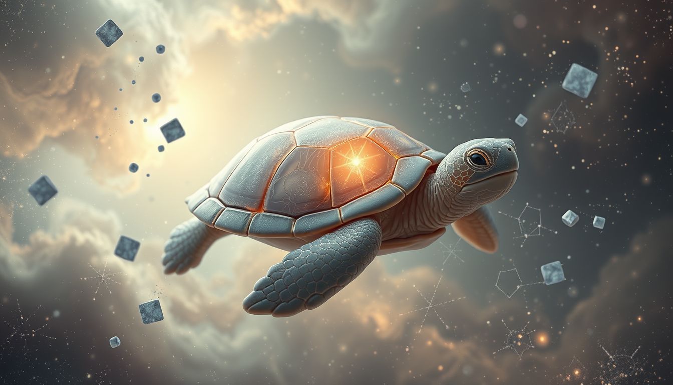 Ein beschädigter Schildkrötenpanzer symbolisiert innerliche Verletzlichkeit und Heilung.