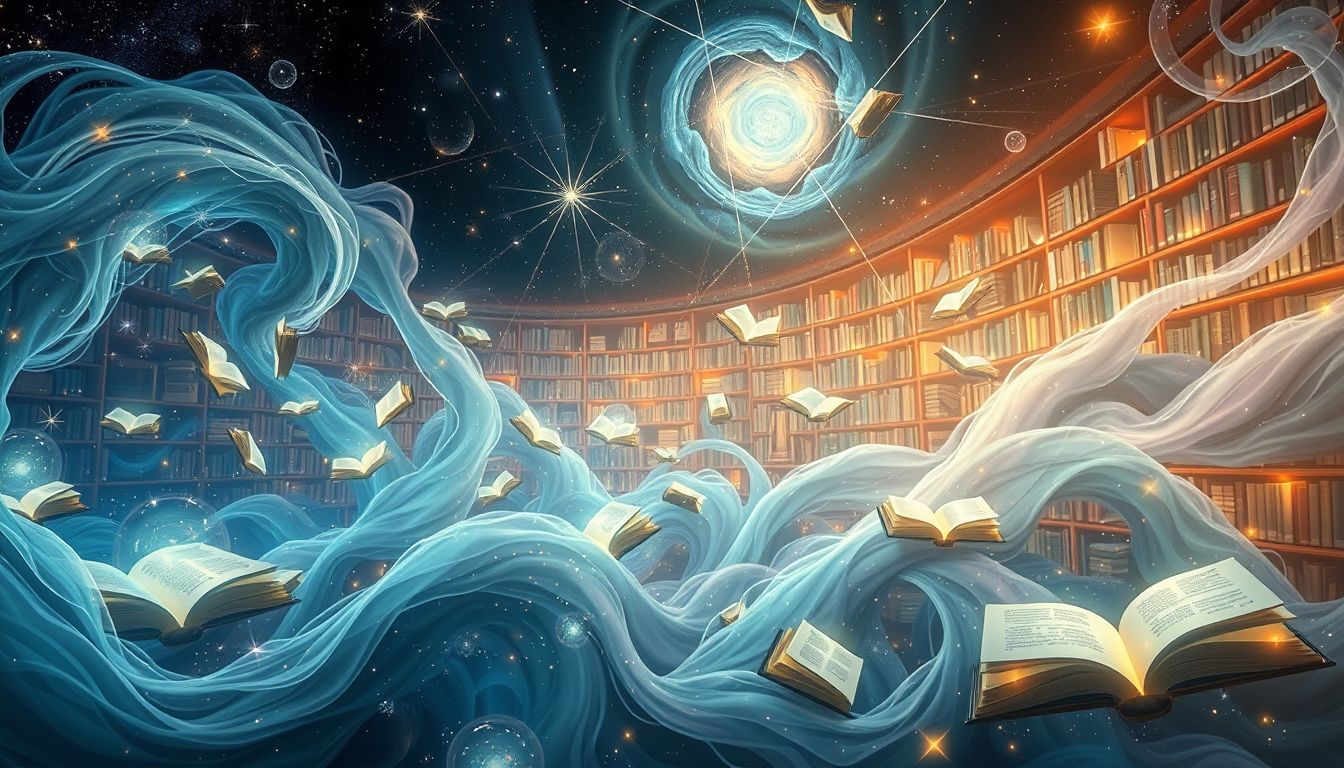 Gedränge in Bibliotheken symbolisiert Überforderung durch Wissen und Informationen.