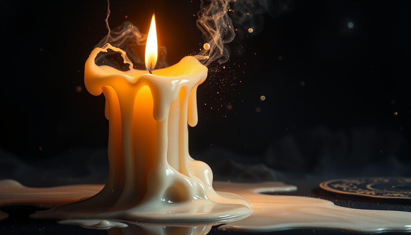 Ein schmelzendes Wachslicht symbolisiert Vergänglichkeit und loslassen.