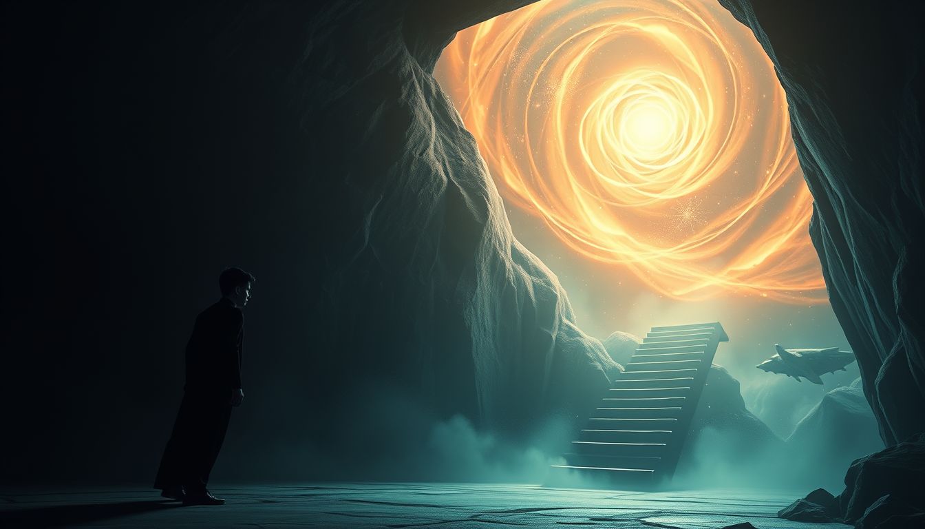 Das Fliehen aus dem Keller symbolisiert Befreiung von inneren Ängsten.