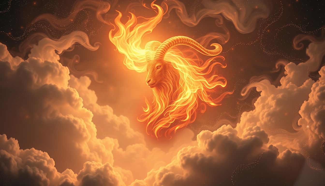 Ein Ziegenbart im Feuer symbolisiert innere Reinigung und Transformation.