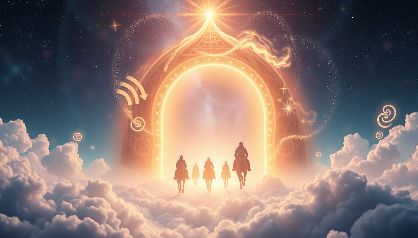 Durch Bogen reiten symbolisiert mutige Reise und neue Perspektiven.