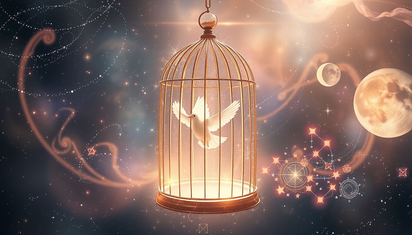 Der befreite Vogel symbolisiert Freiheit und inneren Neubeginn.