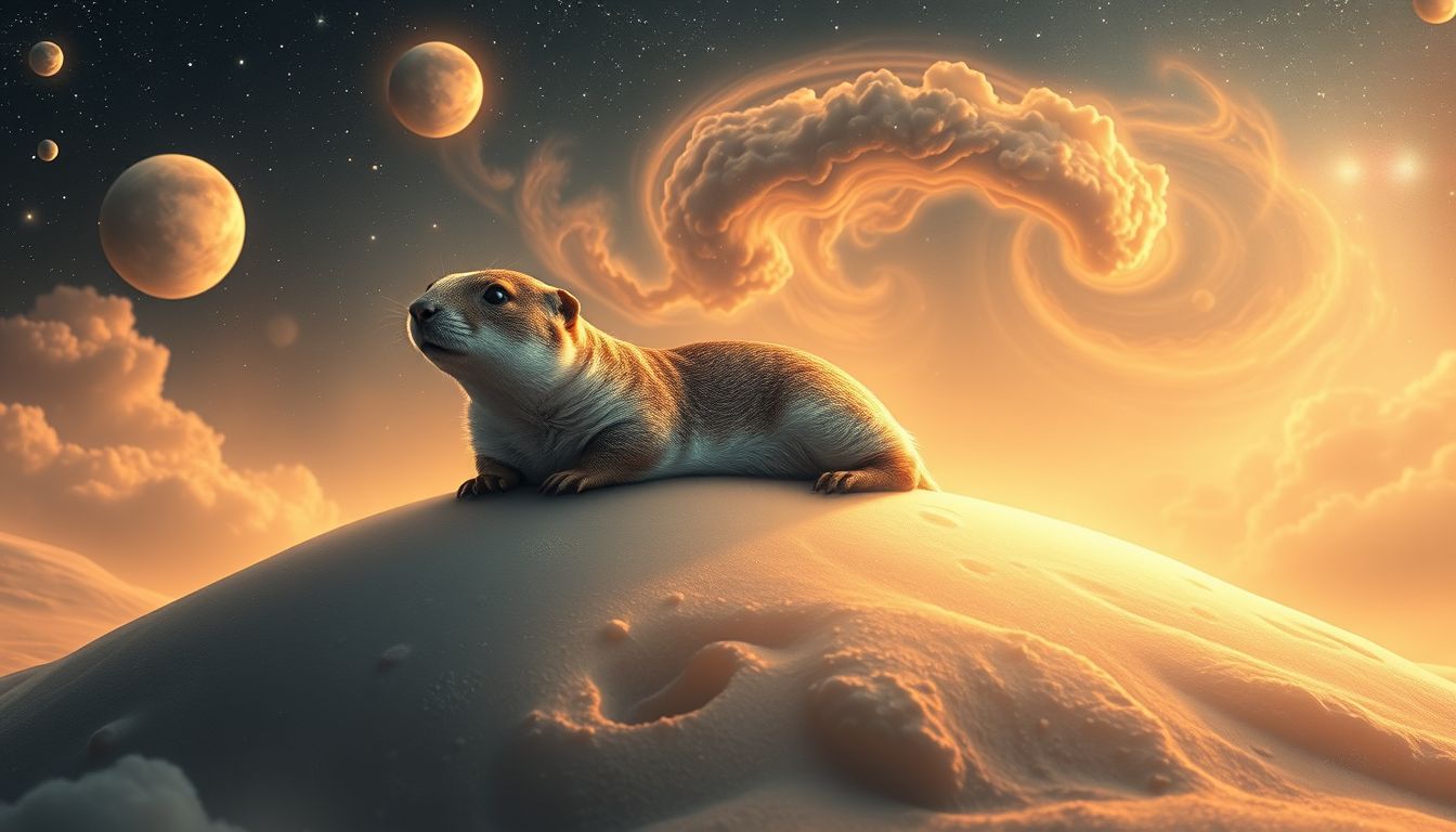 Ein sonnenbadender Präriehund symbolisiert innere Ruhe und Zufriedenheit.