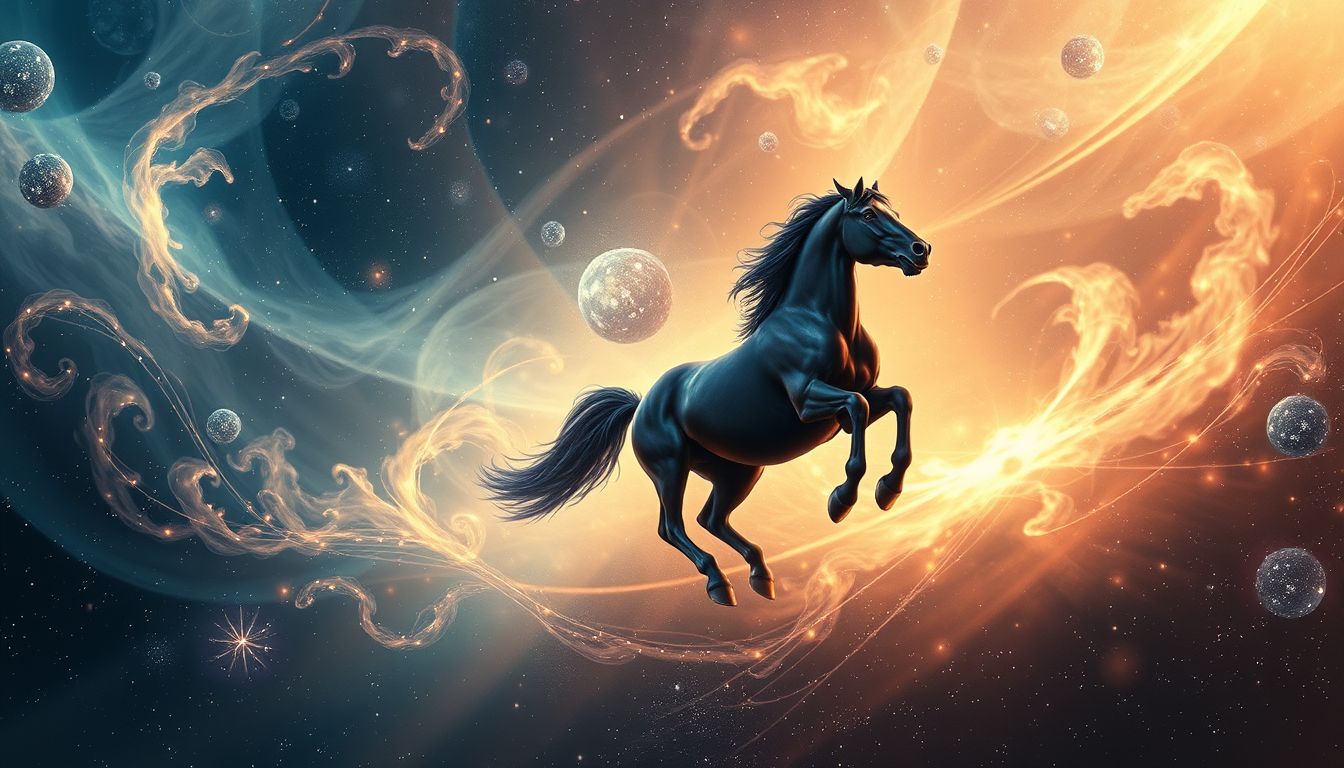 Ein dunkles Pferd symbolisiert verborgene Kraft und rasanten Fortschritt.