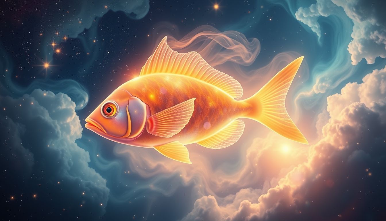 Ein lebendiger, schwimmender Seefisch symbolisiert geistige Klarheit und Erfolg.