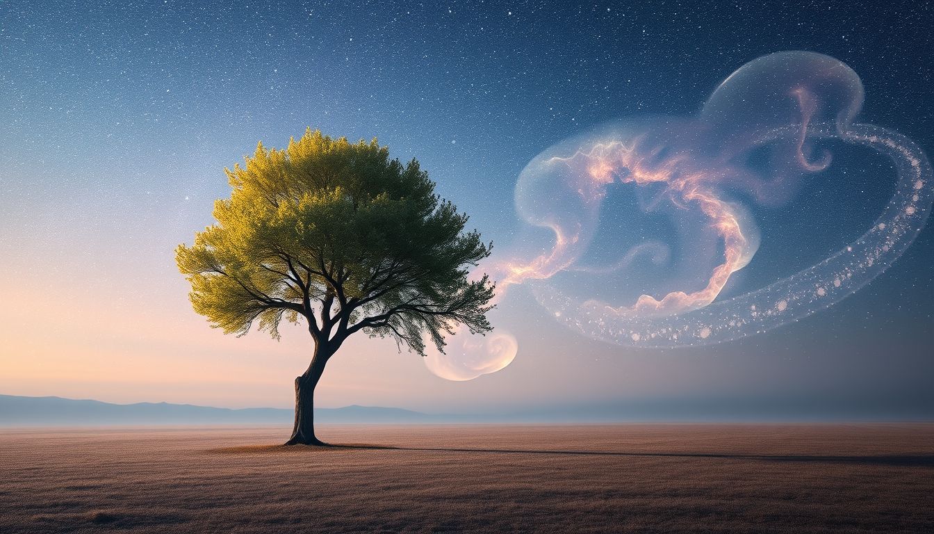 Ein einzelner Pappelbaum symbolisiert Einsamkeit und innere Stärke.