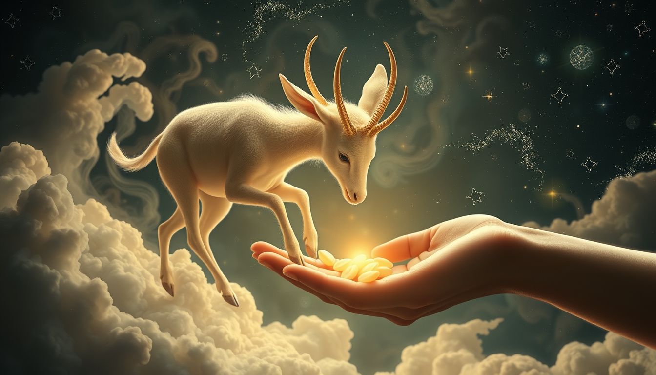 Eine Gämse füttern symbolisiert Harmonie und verbundene Naturverbundenheit.
