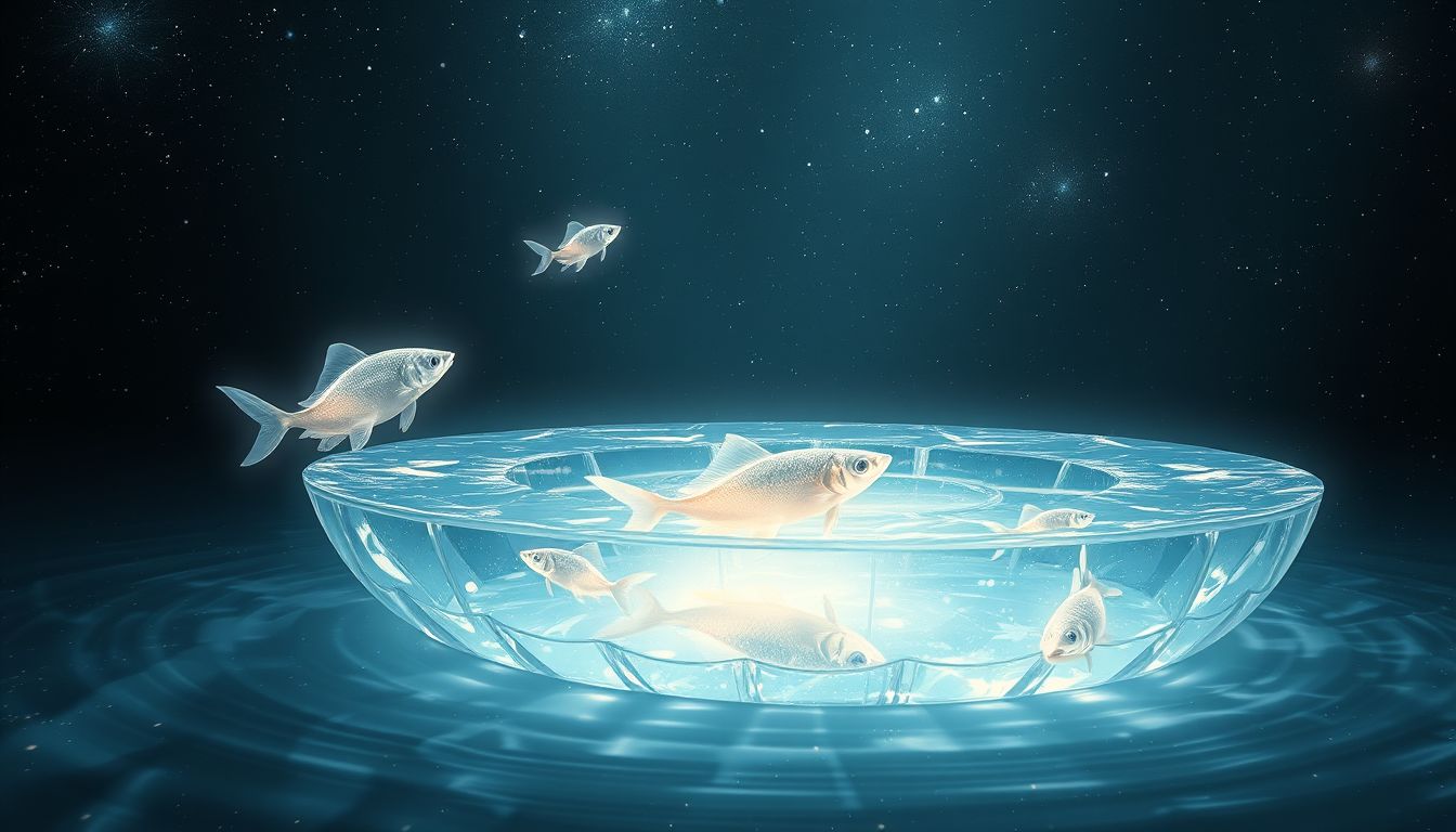 Fischen im klaren Wasser symbolisiert klare Einsichten und geistige Klarheit.