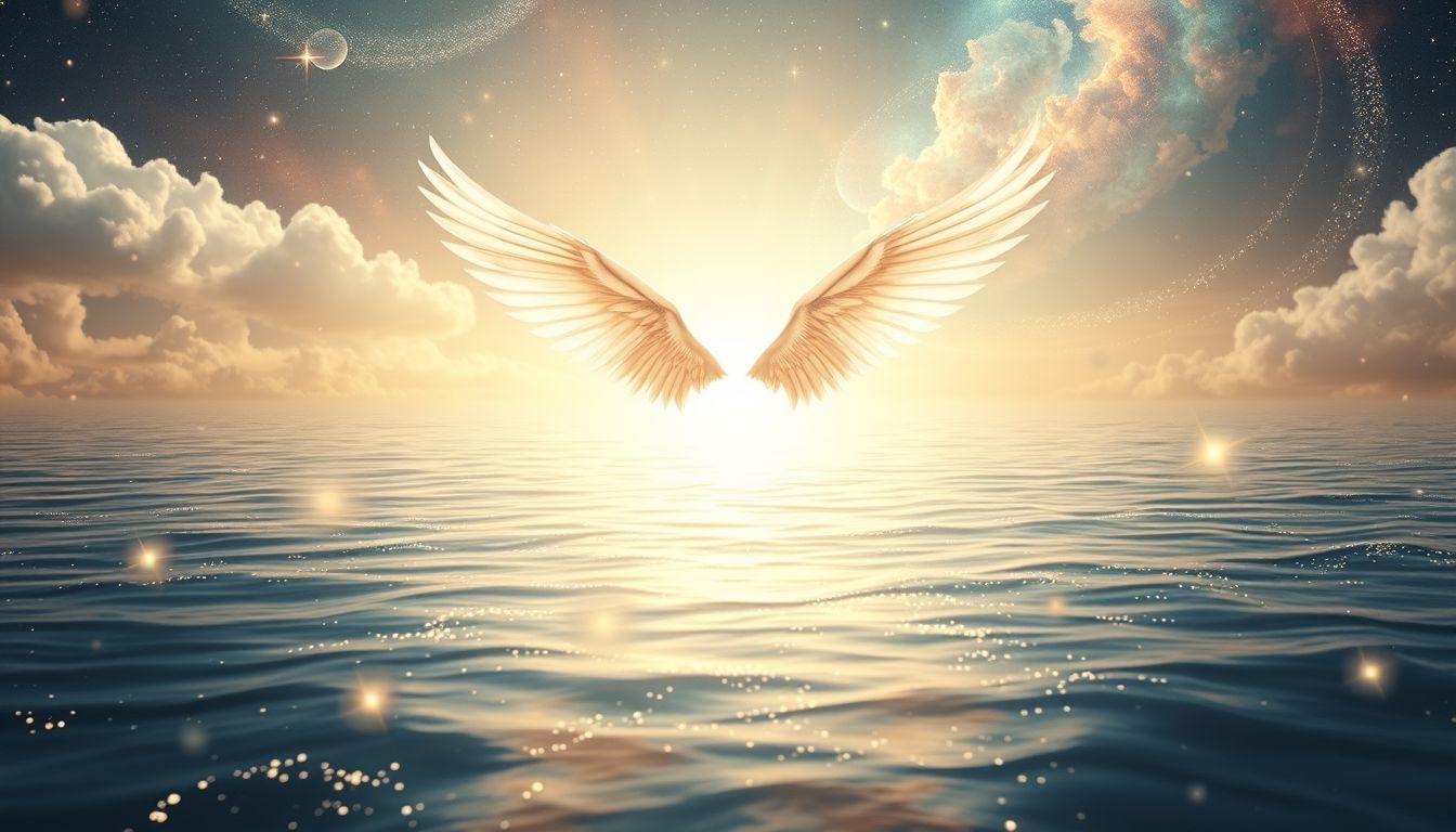 Schwingen über Wasser symbolisiert emotionale Balance und innere Freiheit.