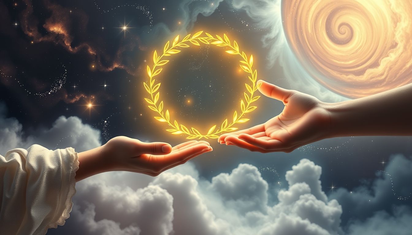Jemand anderem einen Lorbeerkranz geben symbolisiert Anerkennung und Ehre.