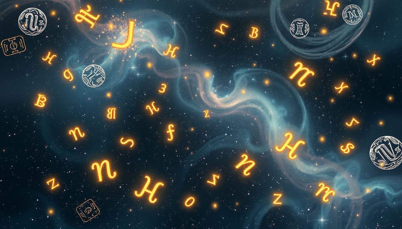 Das Alphabet aus Edelmetallen symbolisiert innere Weisheit und Erleuchtung.